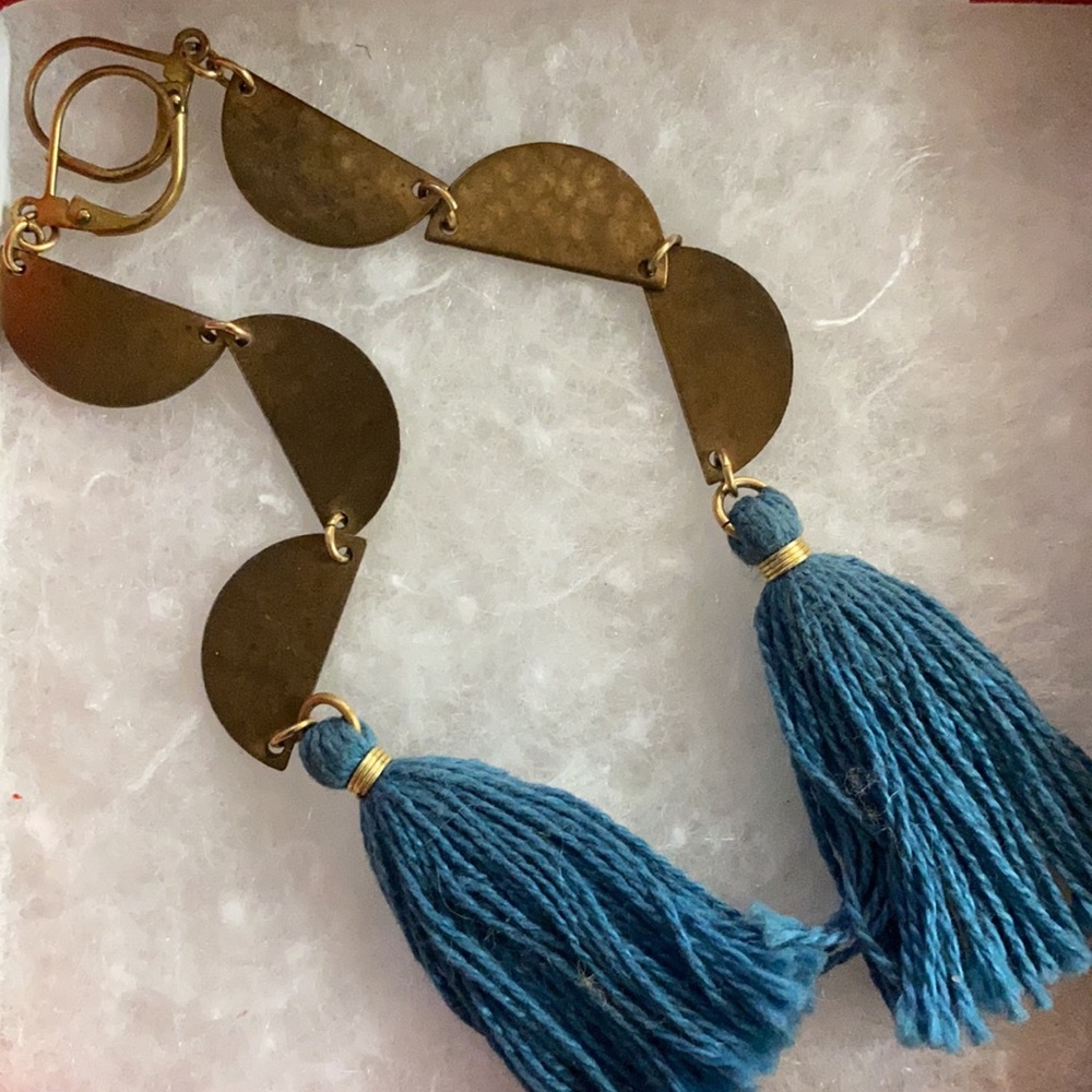 Blue tassel earrings